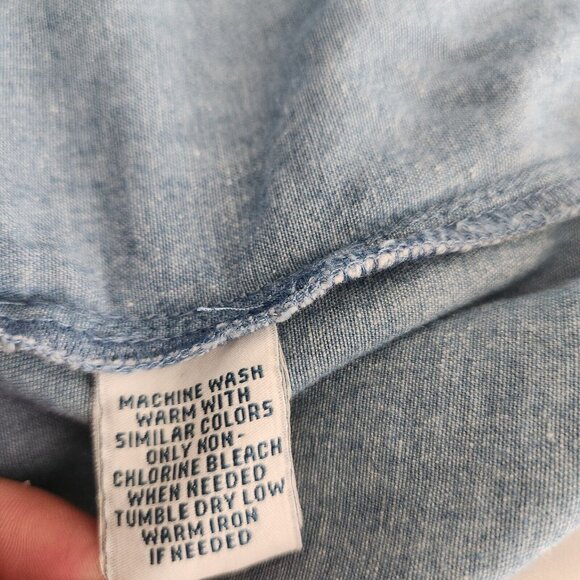 Go Softly Patio Denim House Muumuu Dress Zipper Small Embroidery Short Sleeves - Picture 9 of 12